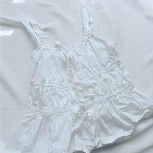 White Ruffled Tank Top